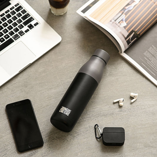 Reusable Stainless Steel Water Bottle (Matt Effect Black)-0